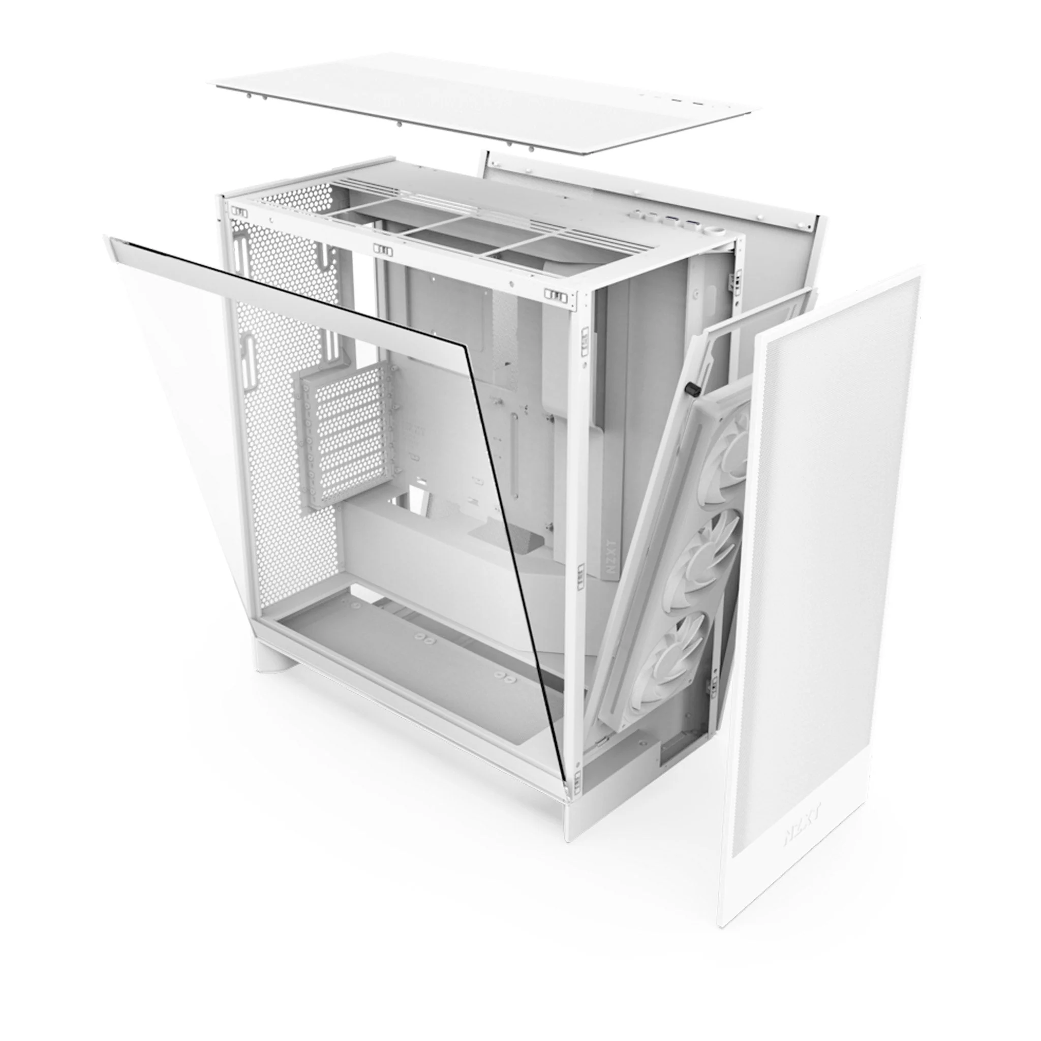 NZXT CM-H72FW-R1 H7 Flow RGB Mid-Tower ATX Airflow Case with RGB Fans - White - Image 2