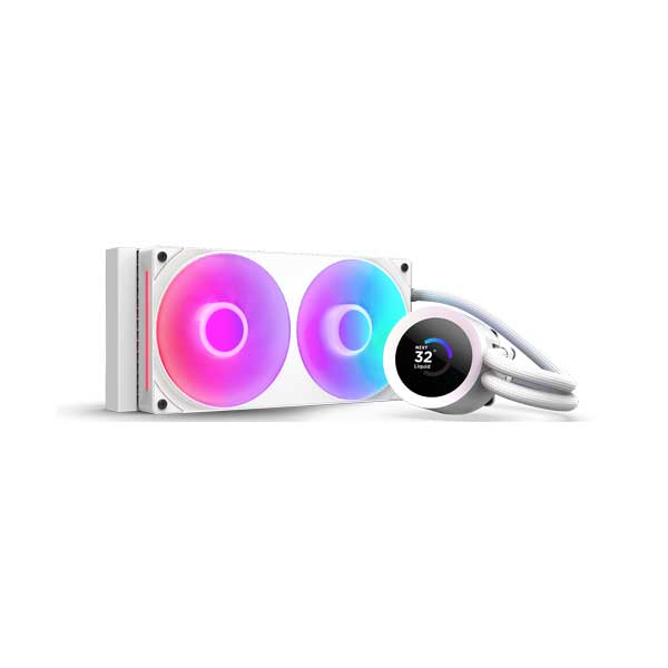 NZXT Kraken Plus 240mm RGB AIO Liquid Cooler with 1.54" LCD Display & RGB Core Fans | White | RL-KR240-W2