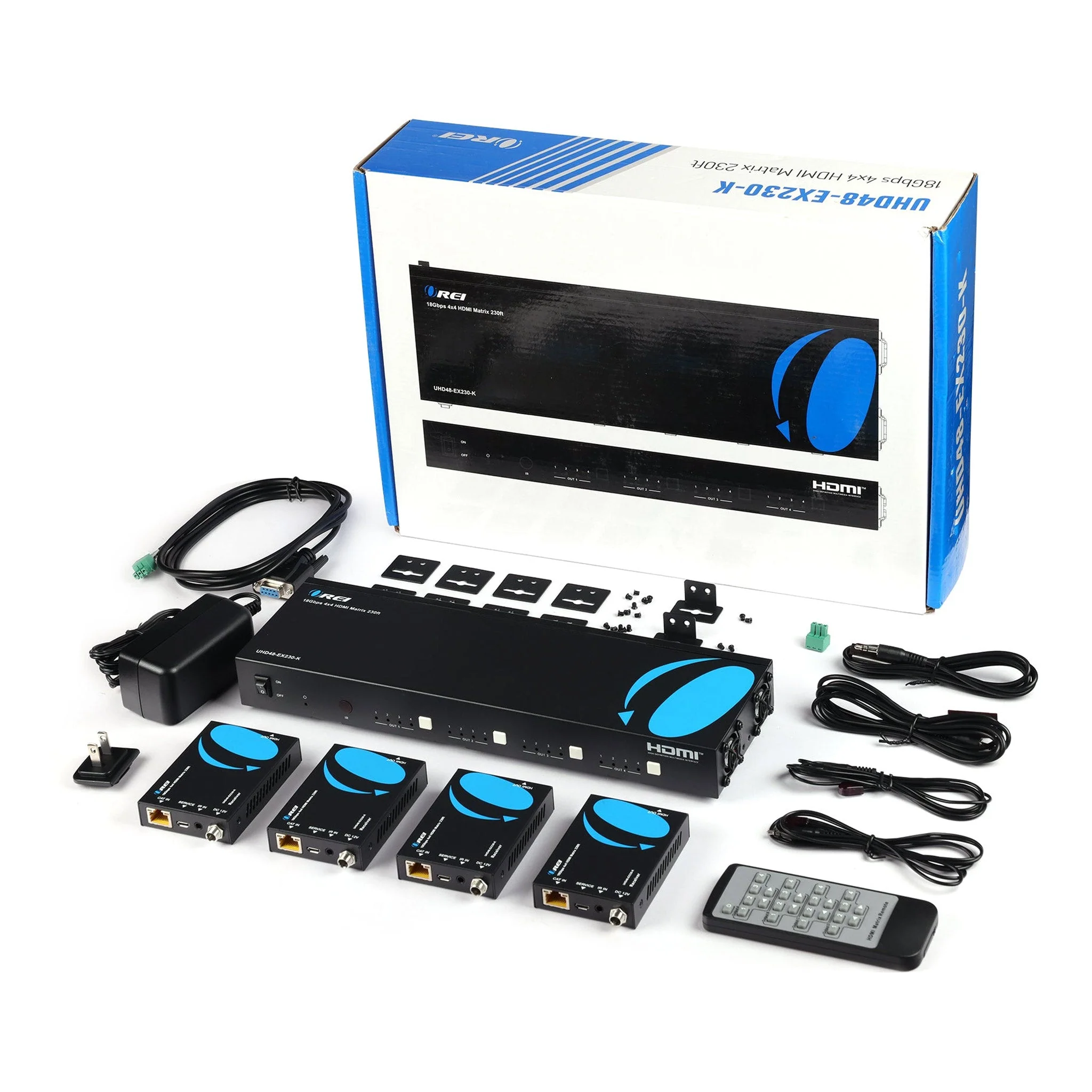 OREI UHD48-EX230-K 4x4 HDMI Matrix Extender - UltraHD 4K@60Hz Over Single CAT6/7 Cable - Image 5