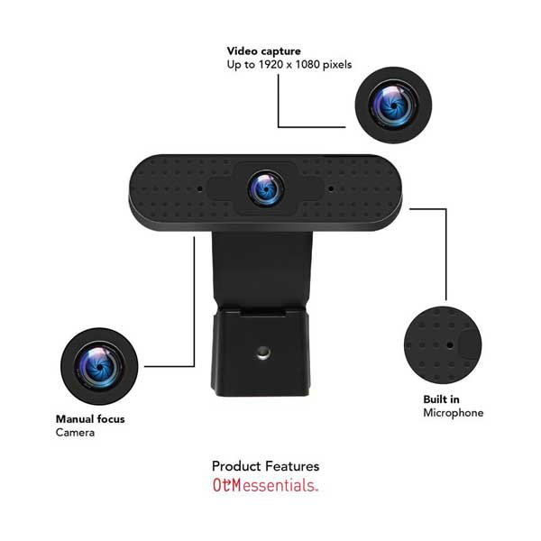 OTM Essentials OB-AKK 1080p Full HD USB Webcam with Built-In Microphone - Image 2