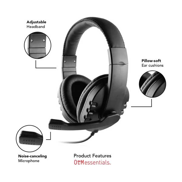 OTM Essentials OB-AOK Pro Stereo Headset with In-Line Volume and Noise-Canceling Microphone - Image 2
