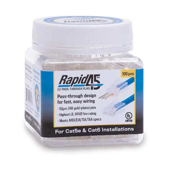 Platinum Tools 2106J Rapid45 EZ Pass-Through RJ45 Connectors 100-Pack Jar - Image 3