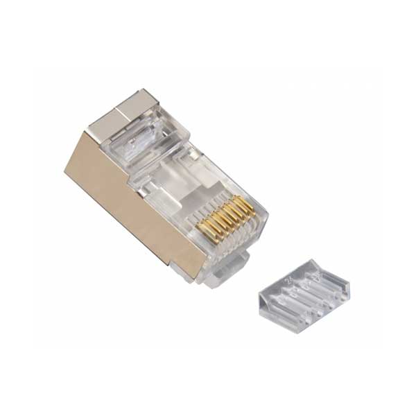 Platinum Tools RJ45 (8P8C) Shielded Cat6 2 pc. Connector w/ Liner, Round Solid, 3-Prong. 10/pkg