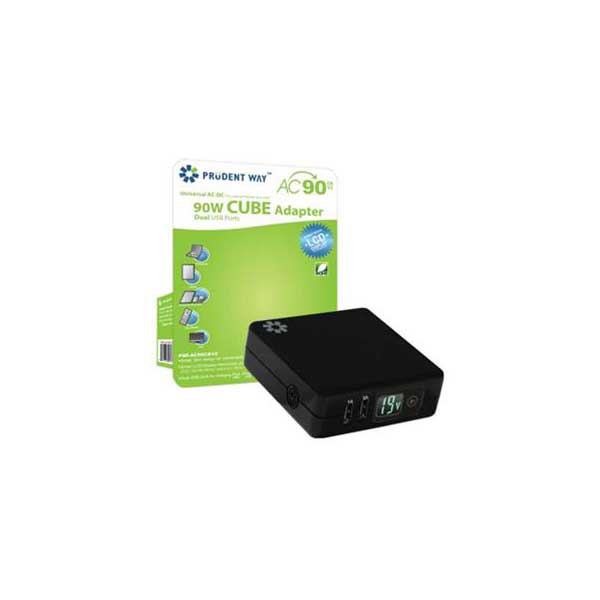 Prudent Way PWI-AC90CBV2 90W Universal LCD Cube AC Power Adapter w/ Dual USB Ports - Image 2