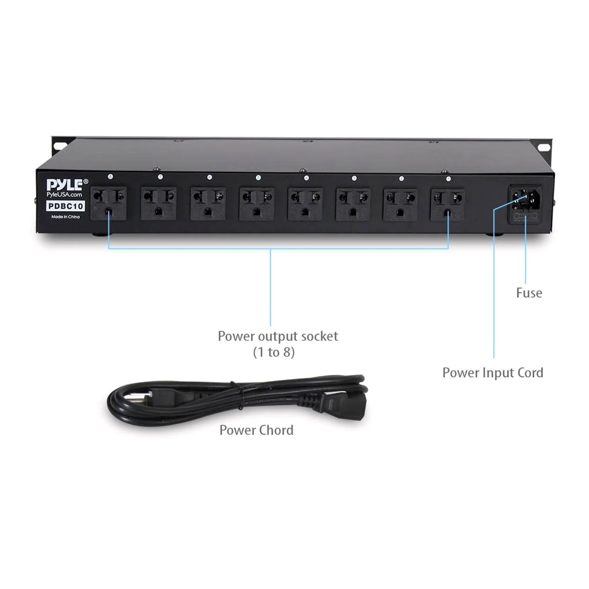 Pyle-Pro PDBC10 8-Outlet Rack Mount Power Supply Center with Each Outlet Switch - Image 3