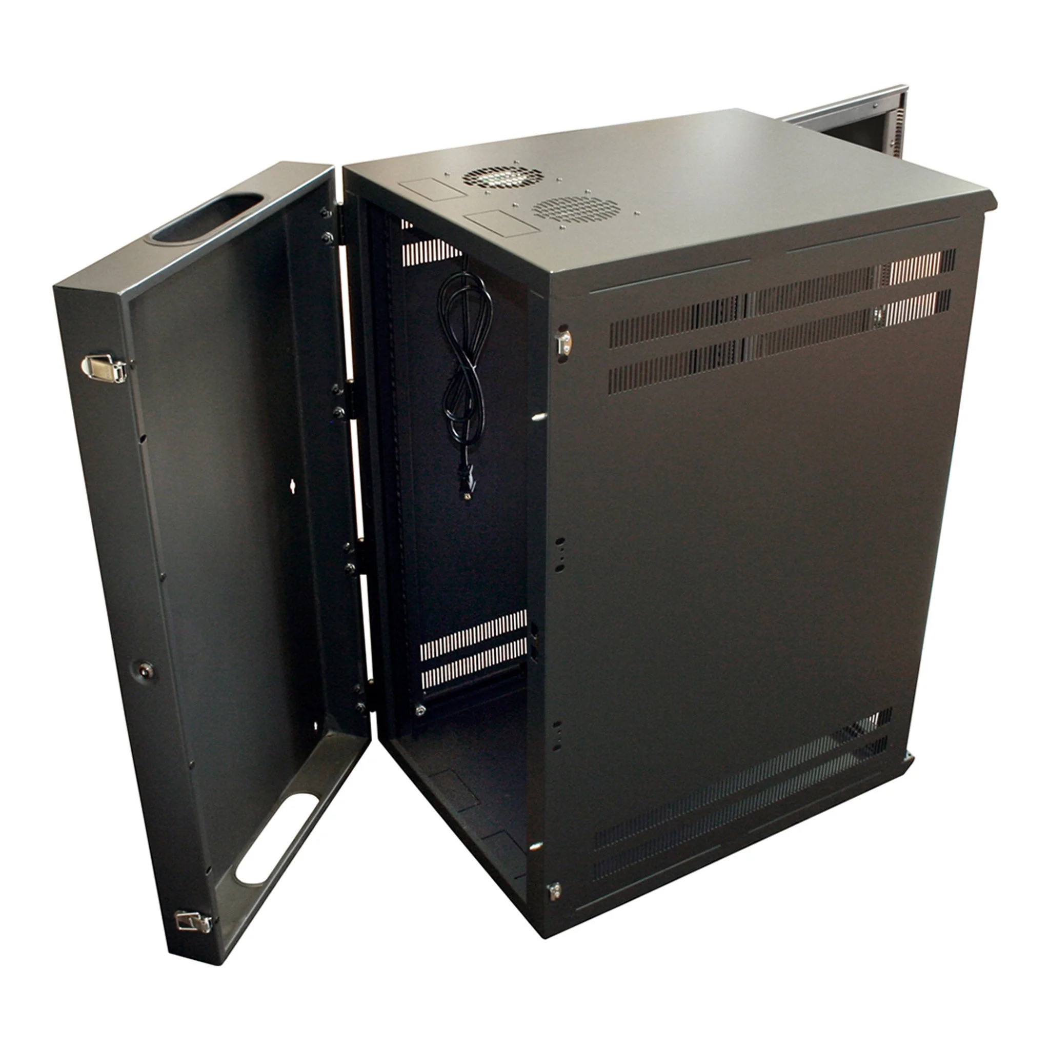 Quest Manufacturing WM3019-18-02 18U Wall Mount Enclosure with Rear Swing-Out - Black - Image 2