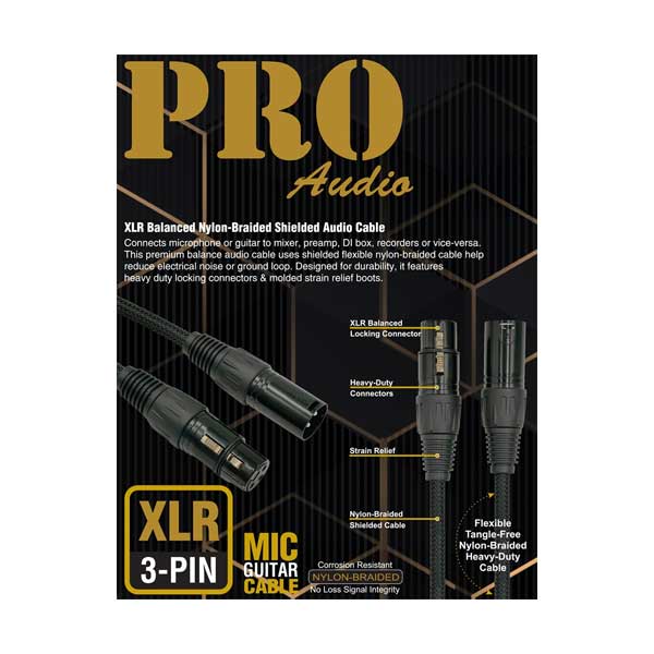 QVS 3ft Heavy-Duty XLR Balanced Nylon-Braided Shielded Audio Cable | XLRMF-N03 - Image 2