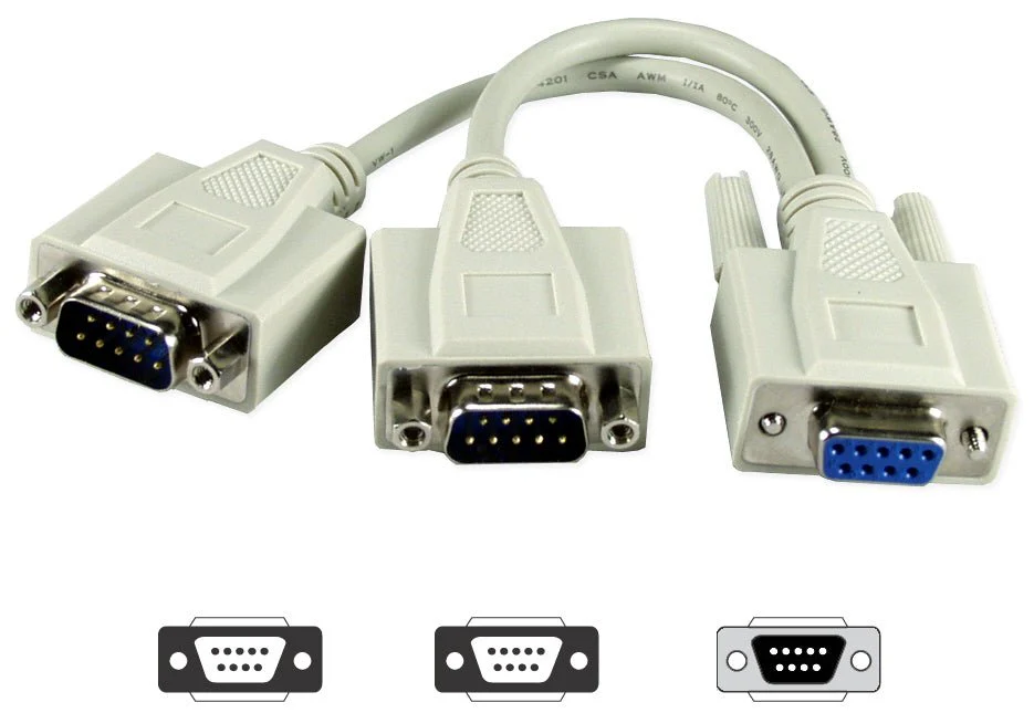 QVS CC317Y 8-Inch Serial DB9 Female to Dual DB9 Male Splitter Cable