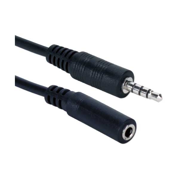 QVS CC411-06 6ft 3.5mm 3-Ring Mini-Stereo Headset Mic & Audio Extension Cable