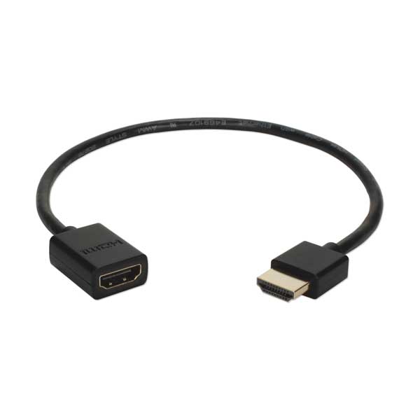 QVS HDXT-1F 1ft High Speed HDMI UltraHD 4K with Ethernet Thin Flexible Extension Cable