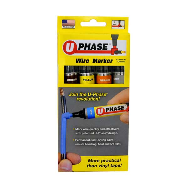 Rack-A-Tiers 4-Pack U-Phase Wire Markers Brown/Yellow/Orange/Grey | 52493