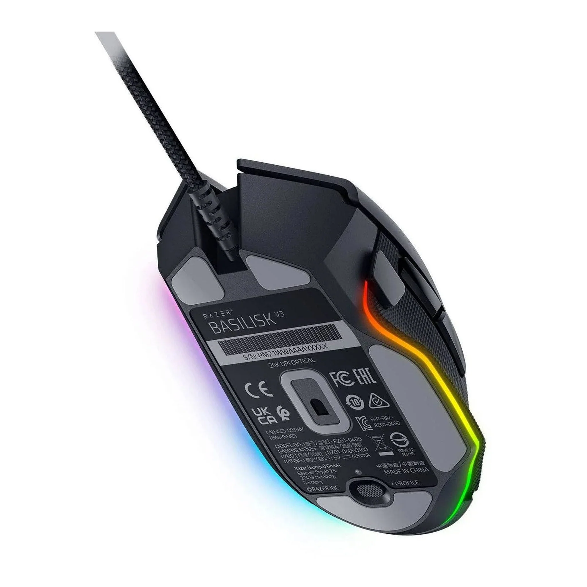 Razer RZ01-04000100-R3U1 Basilisk V3 Customizable Wired Gaming Mouse with Razer Chroma RGB - Image 3