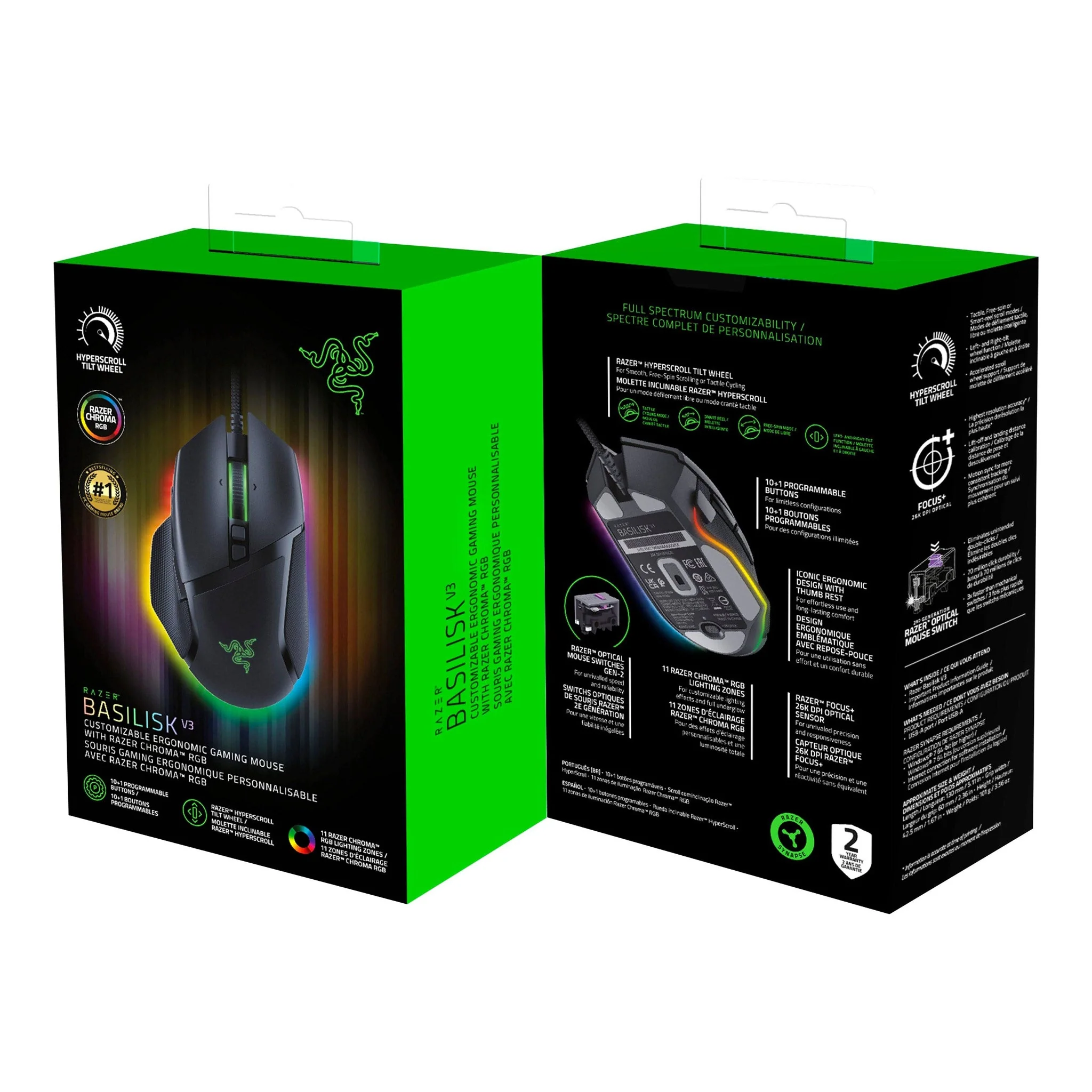 Razer RZ01-04000100-R3U1 Basilisk V3 Customizable Wired Gaming Mouse with Razer Chroma RGB - Image 5