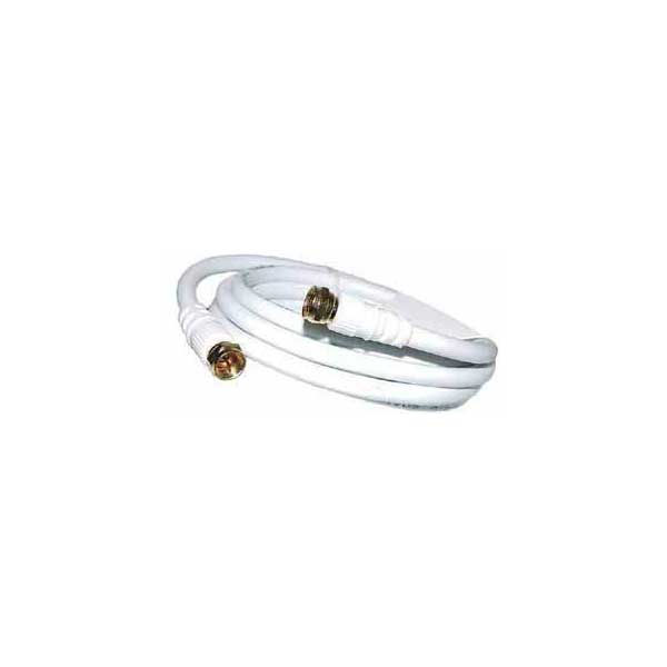 RG-6 Coax Cable w/ Gold F Connectors - White / 6'