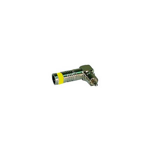 Right Angle RCA Male Compression Connectors for RG6 Cable (Yellow)