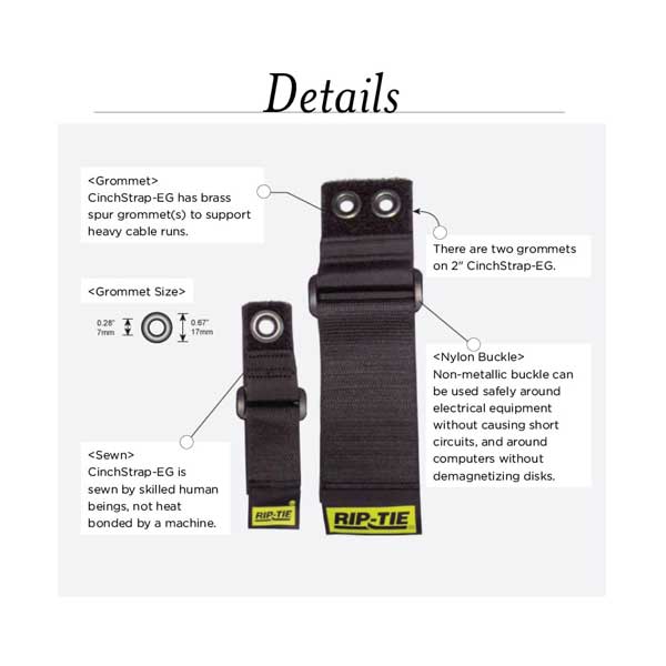 Rip-Tie N-07-G10-BK 1" x 7" CinchStrap-EG Cable Wrap 10-Pack - Image 2