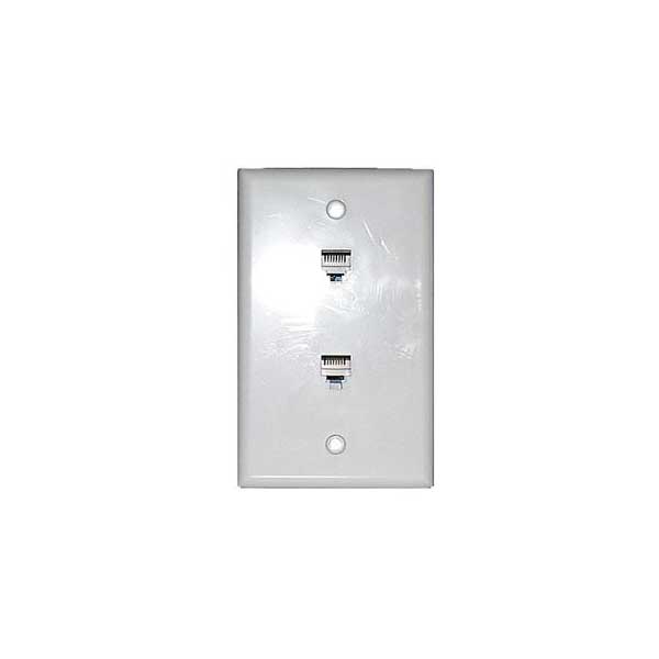 RJ-11 Dual Port Wall Plate w/ Screw Terminals - White