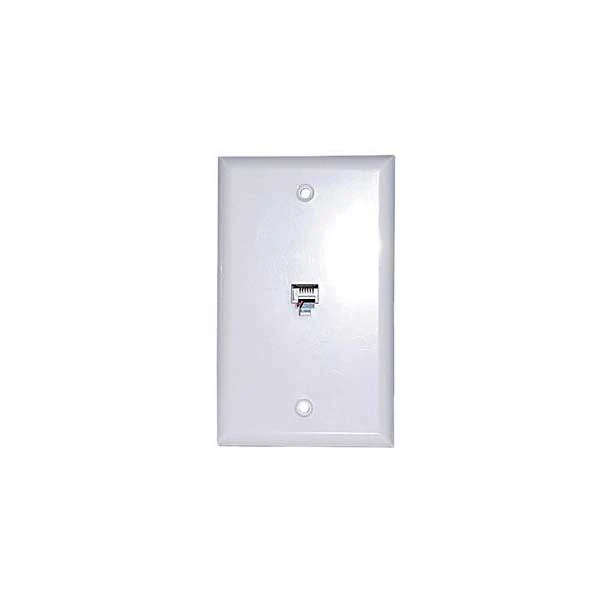 RJ-11 Single Port Wall Plate w/ Screw Terminals - White