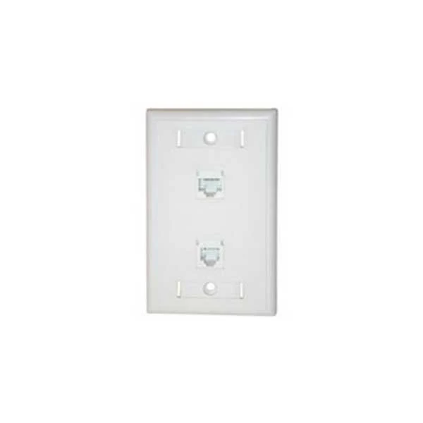 RJ-45 Dual Port Wall Plate w/ Screw Terminals - White