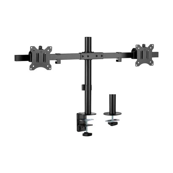 Rocstor ErgoReach EP17 Premium Dual Monitor Pole Mount | Fits Two 17"-32" | VESA C-Clamp & Grommet (Y10N005-B1)