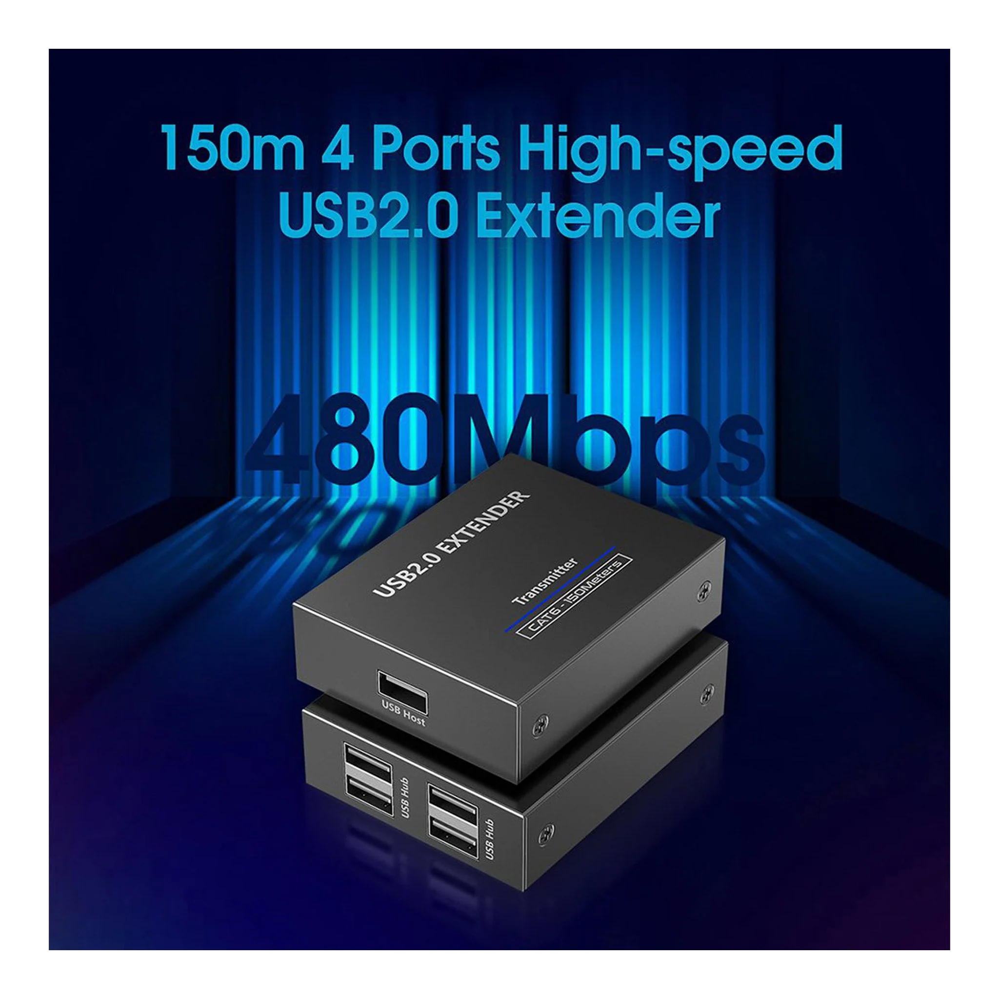 Rocstor Y10G004-B1 4-Port USB 2.0 Over CAT5/6/6a Bus Powered Extender – Up to 492ft - Image 10