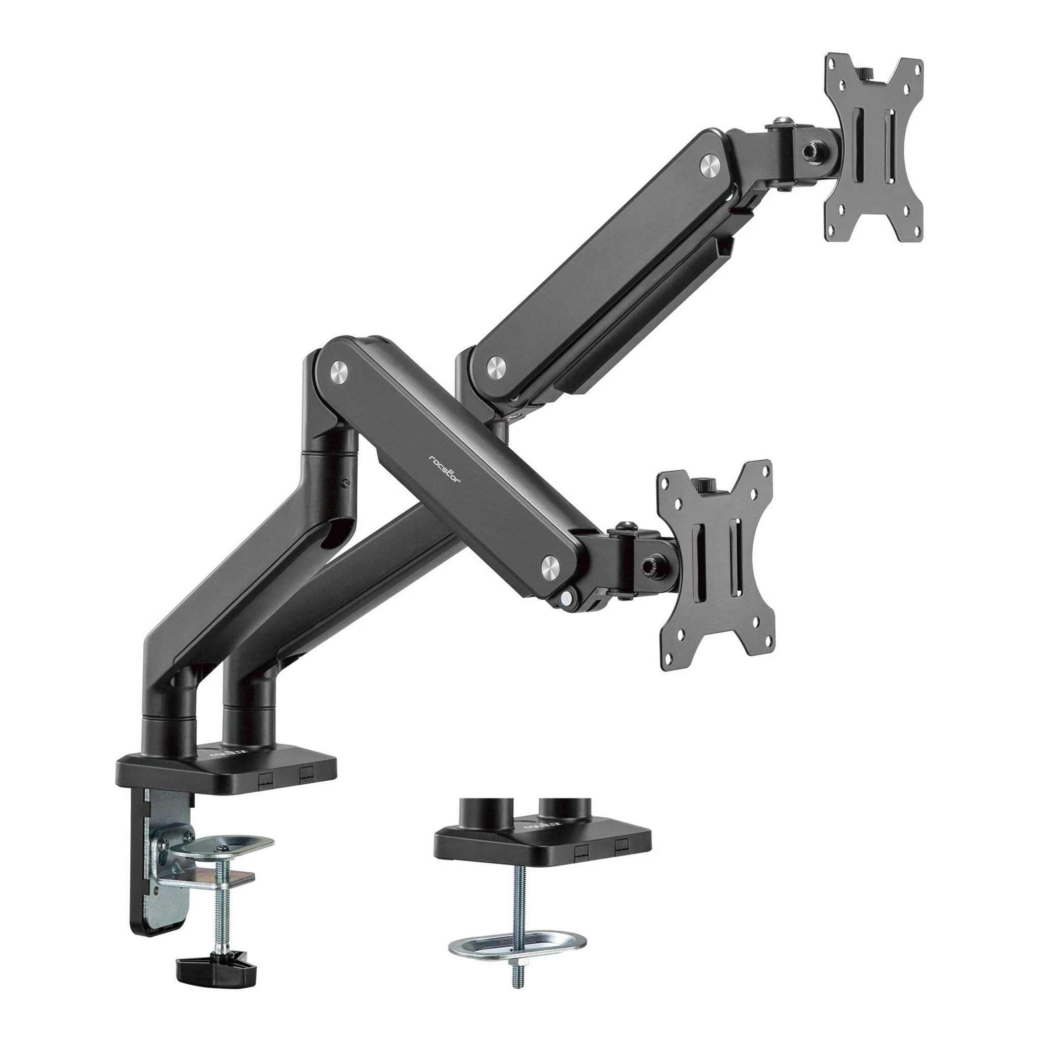 Rocstor Y10N012-B1 ErgoReach ED2 Premium Dual Ergonomic Monitor Arm C-Clamp & Grommet – Up to 32" - Black - Image 2