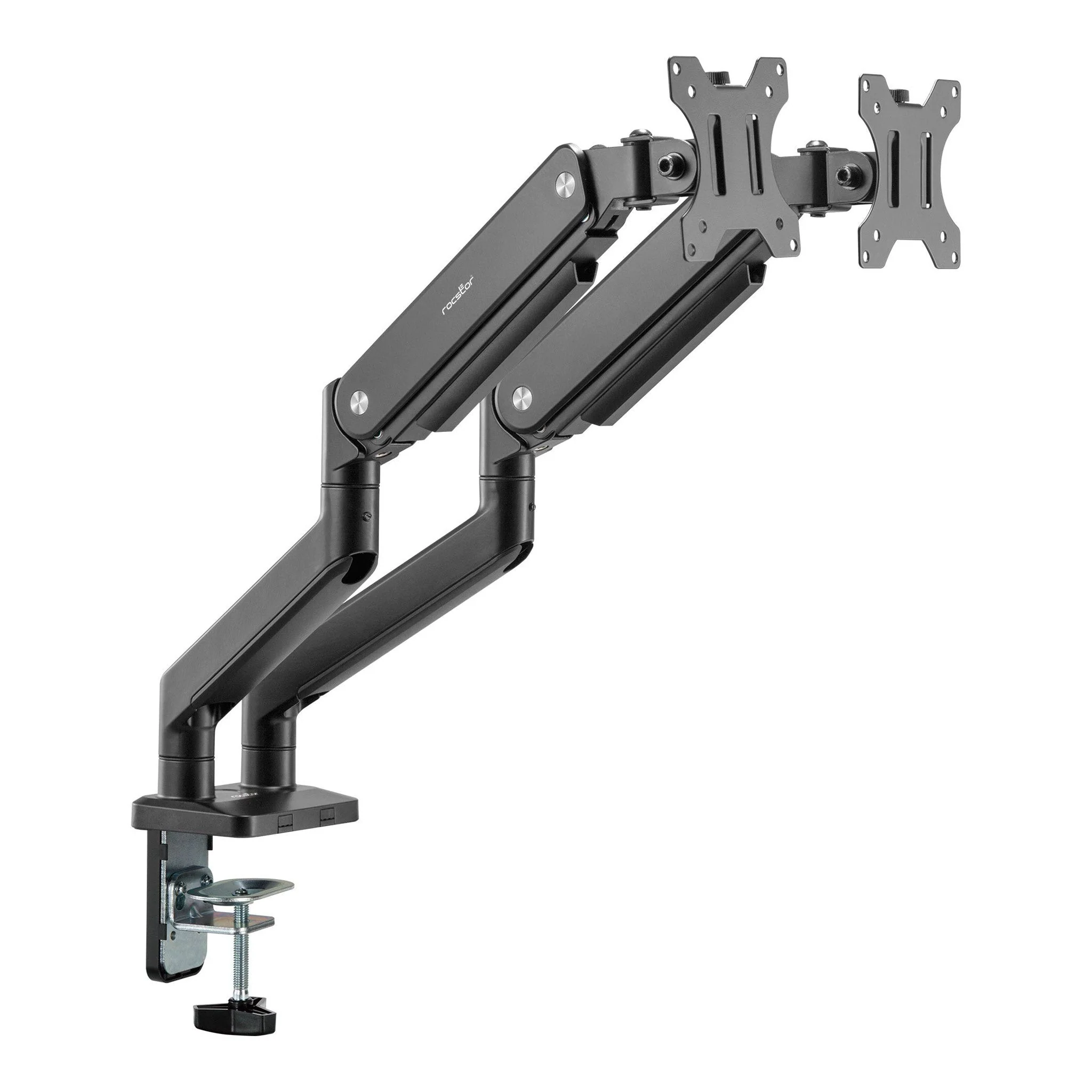 Rocstor Y10N012-B1 ErgoReach ED2 Premium Dual Ergonomic Monitor Arm C-Clamp & Grommet – Up to 32" - Black - Image 3