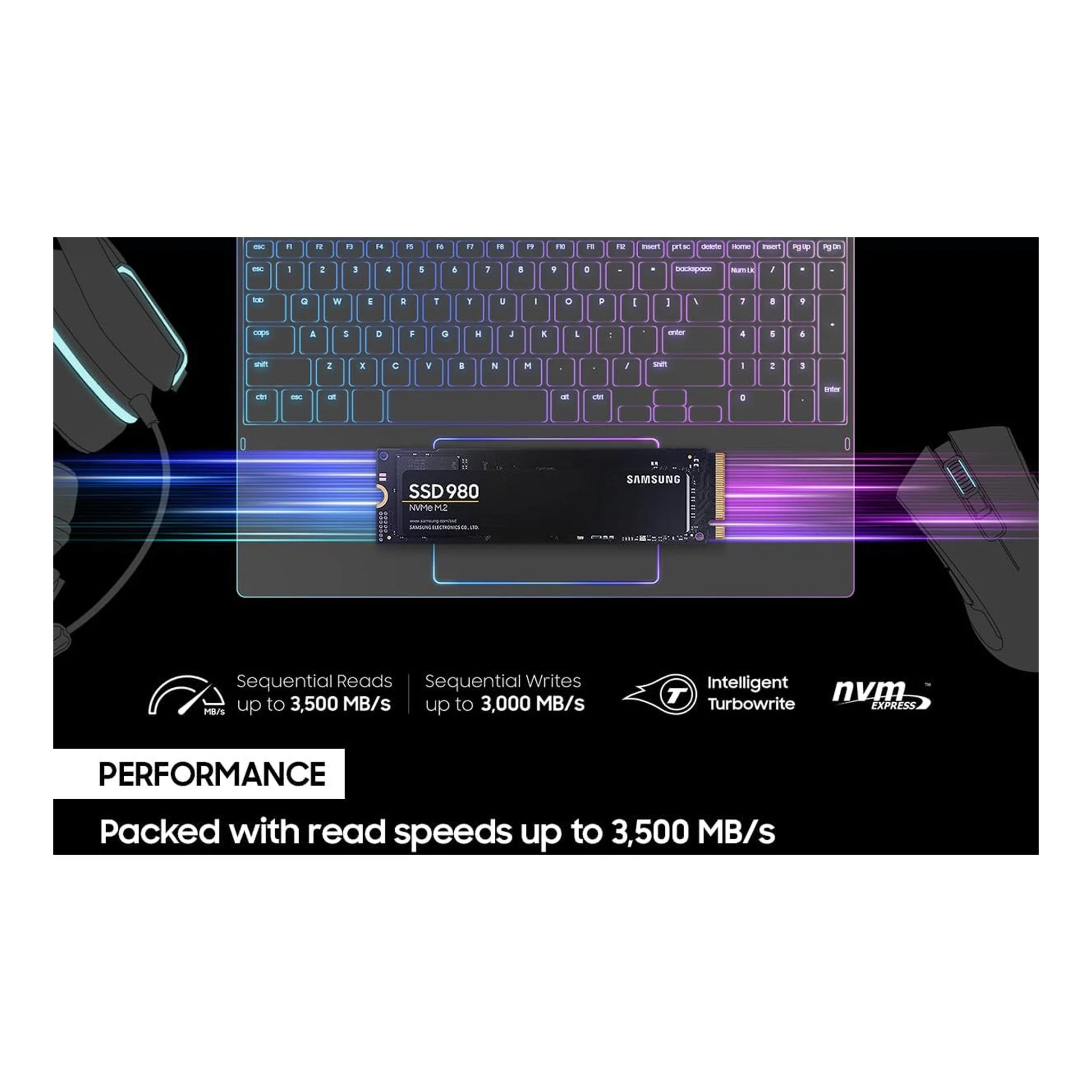 Samsung MZ-V8V500B/AM 500GB 980 PCIe 3.0 NVMe Gaming SSD - Image 4