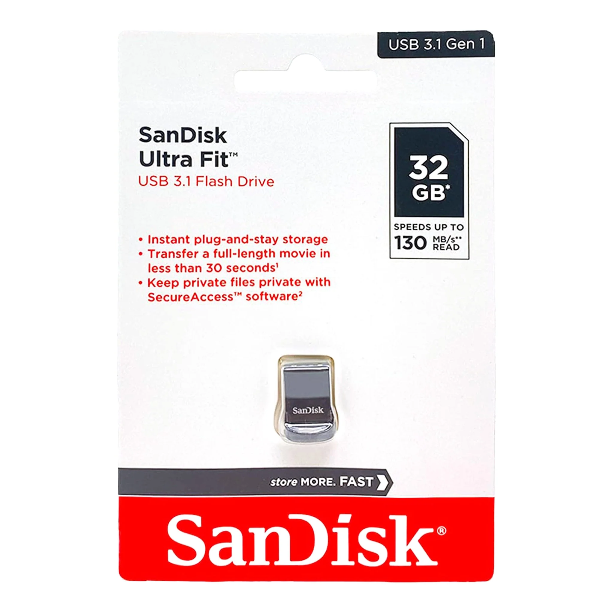 SanDisk SDCZ430-032G-A46 32GB Ultra Fit USB 3.1 Flash Drive - Black - Image 3