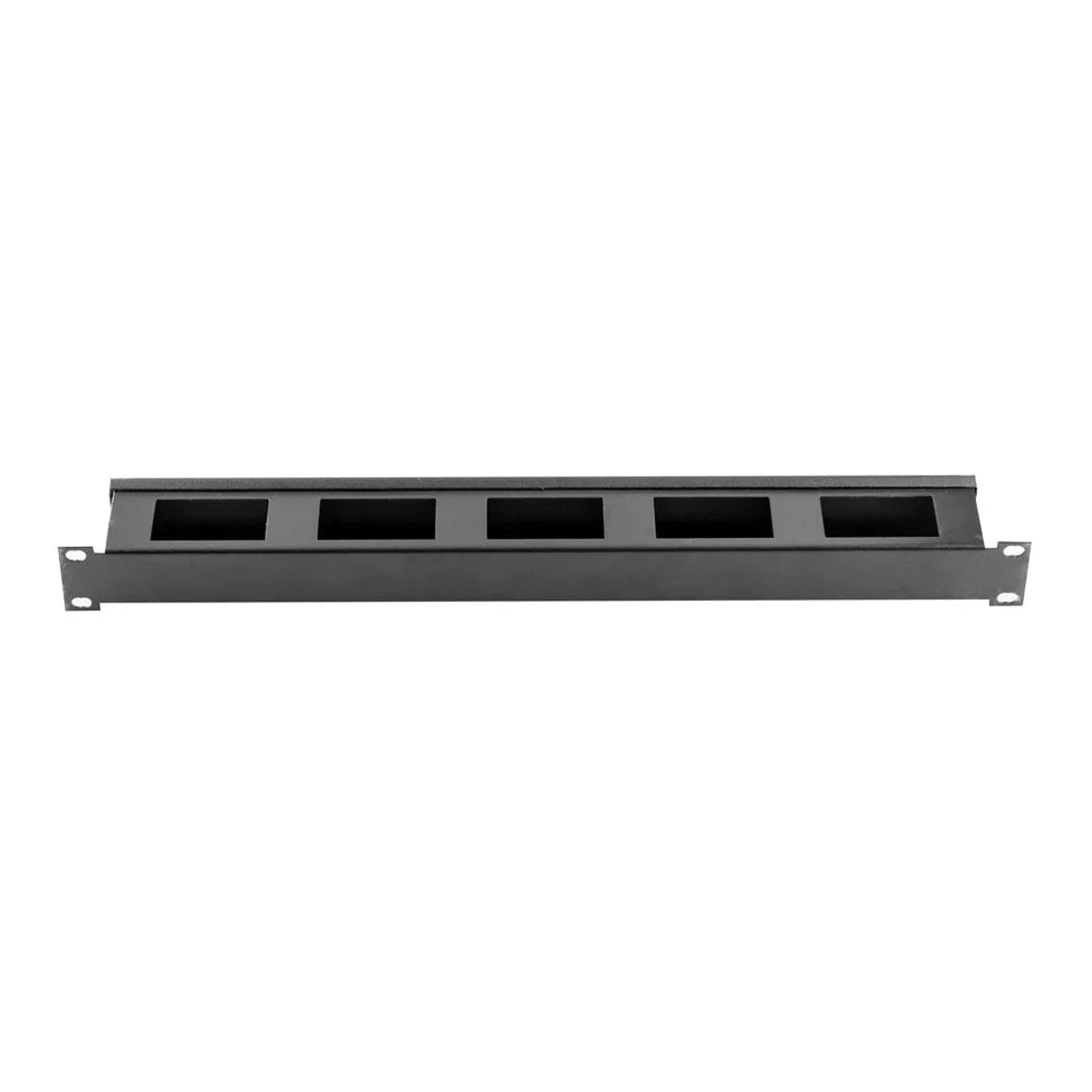 SERRACK STV-HORG10 19" 1U Metal Horizontal Finger Duct Rack Cable Management Panel with Cover - Black - Image 3