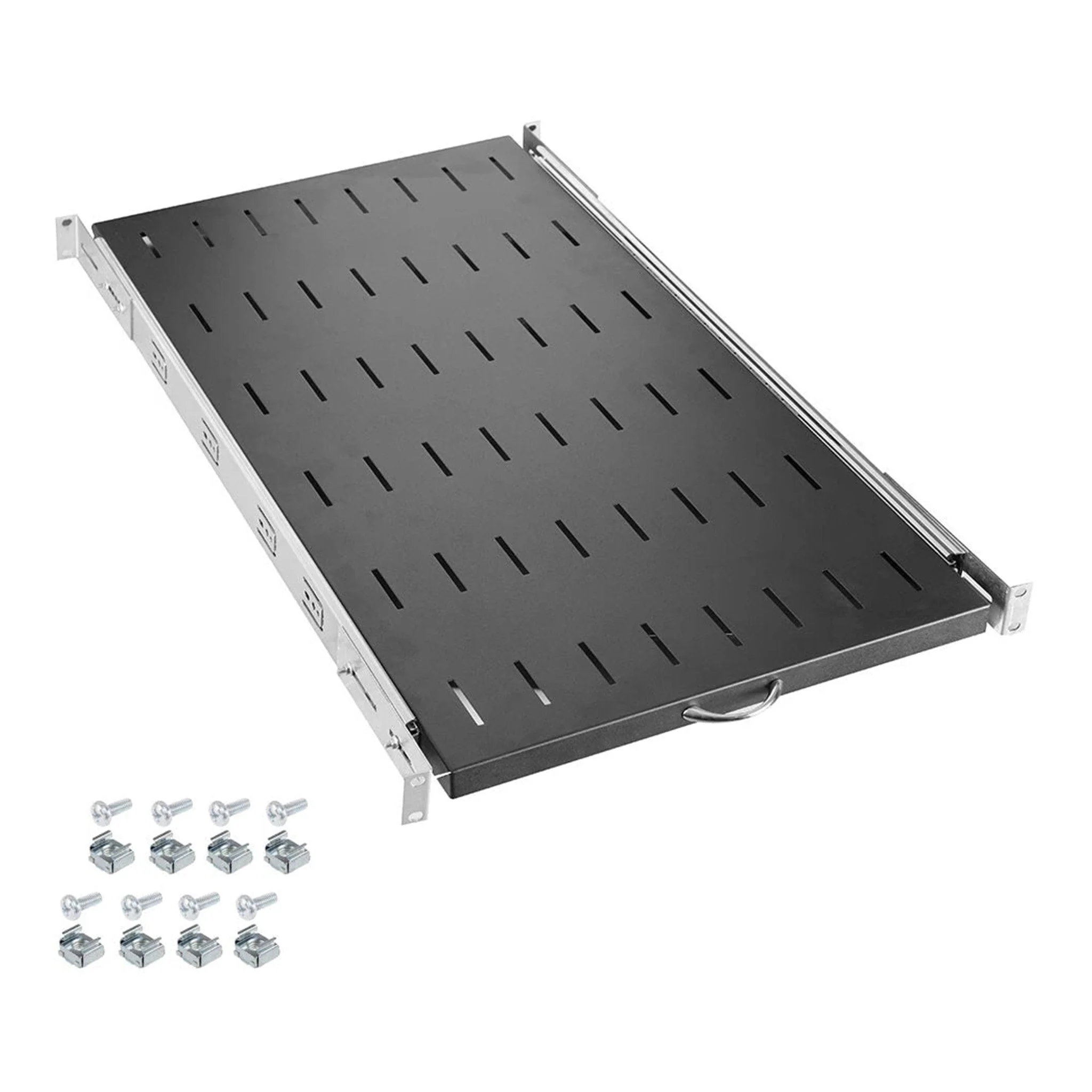 SERRACK STV-HS 180 1U 19" Vented Sliding Server Rack Shelf - Black - Image 2