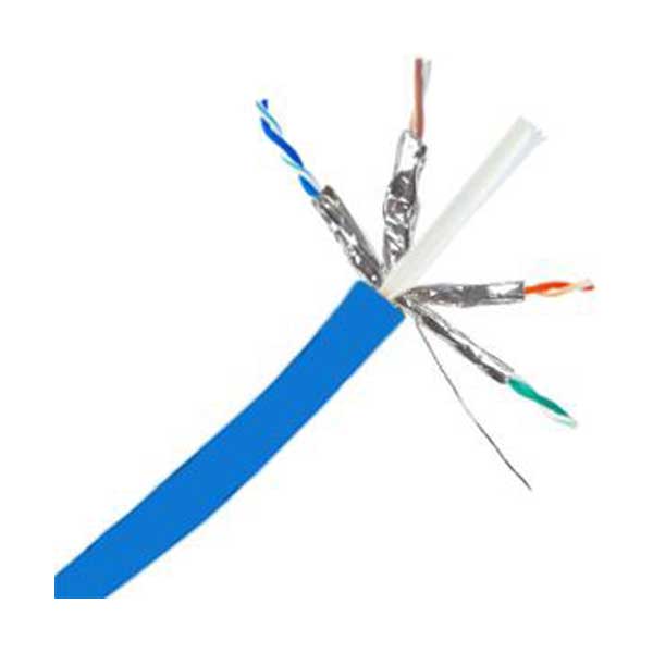 Blue Cat6A Shielded Cable, 23AWG, 4-Pair, 500MHz, 10Gbps, Sold By The Foot