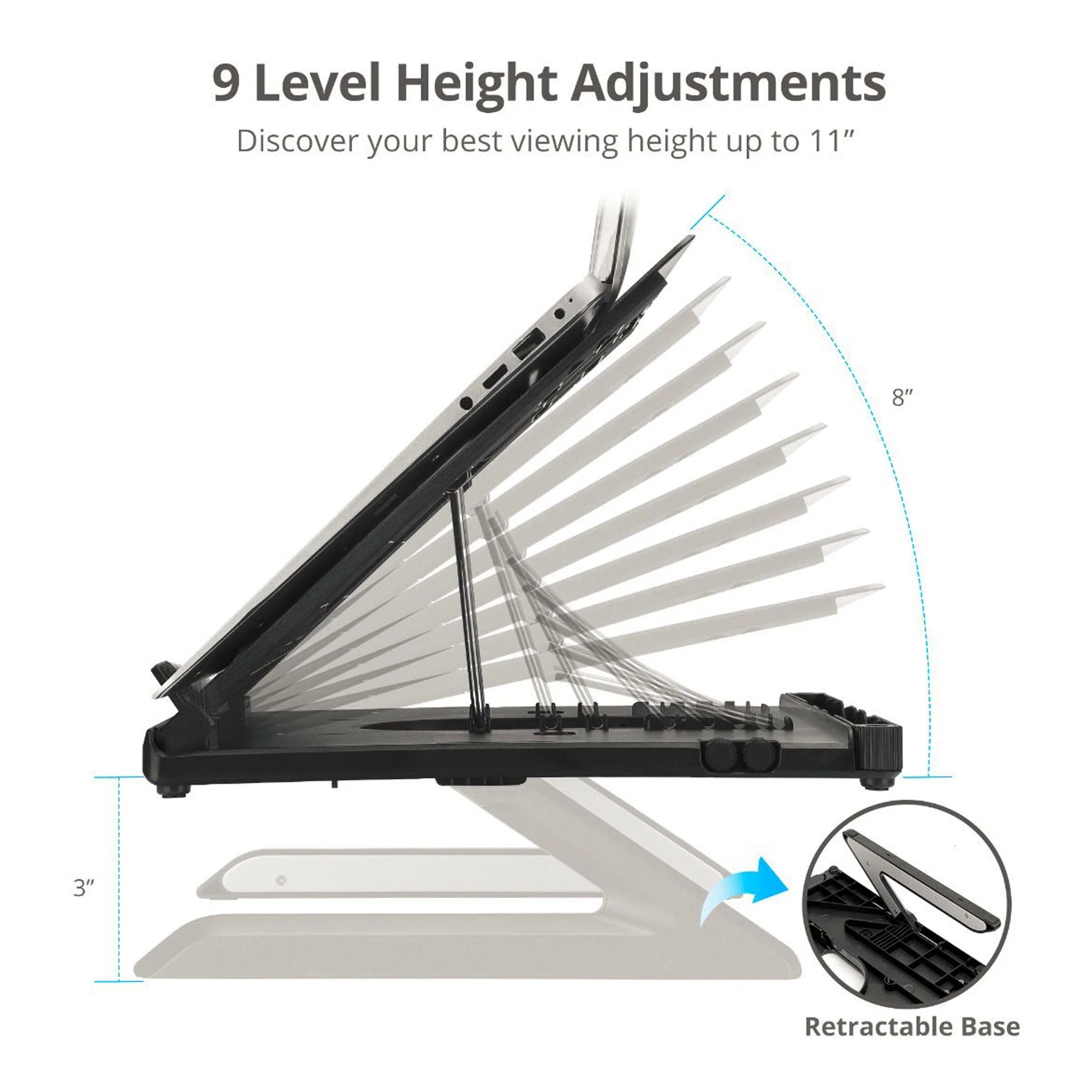 SIIG CE-MT3911-S1 Adjustable Foldable Riser Stand Holder for up to 17" Laptop & Smart Phone Tilt Adjustment - Image 3