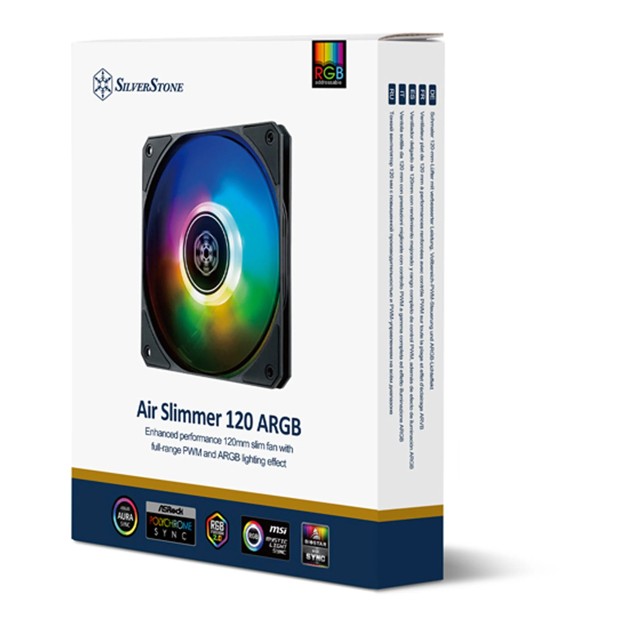 SilverStone AS120B-ARGB Air Slimmer 120 ARGB Enhanced Performance 120mm Slim Fan - Black - Image 4