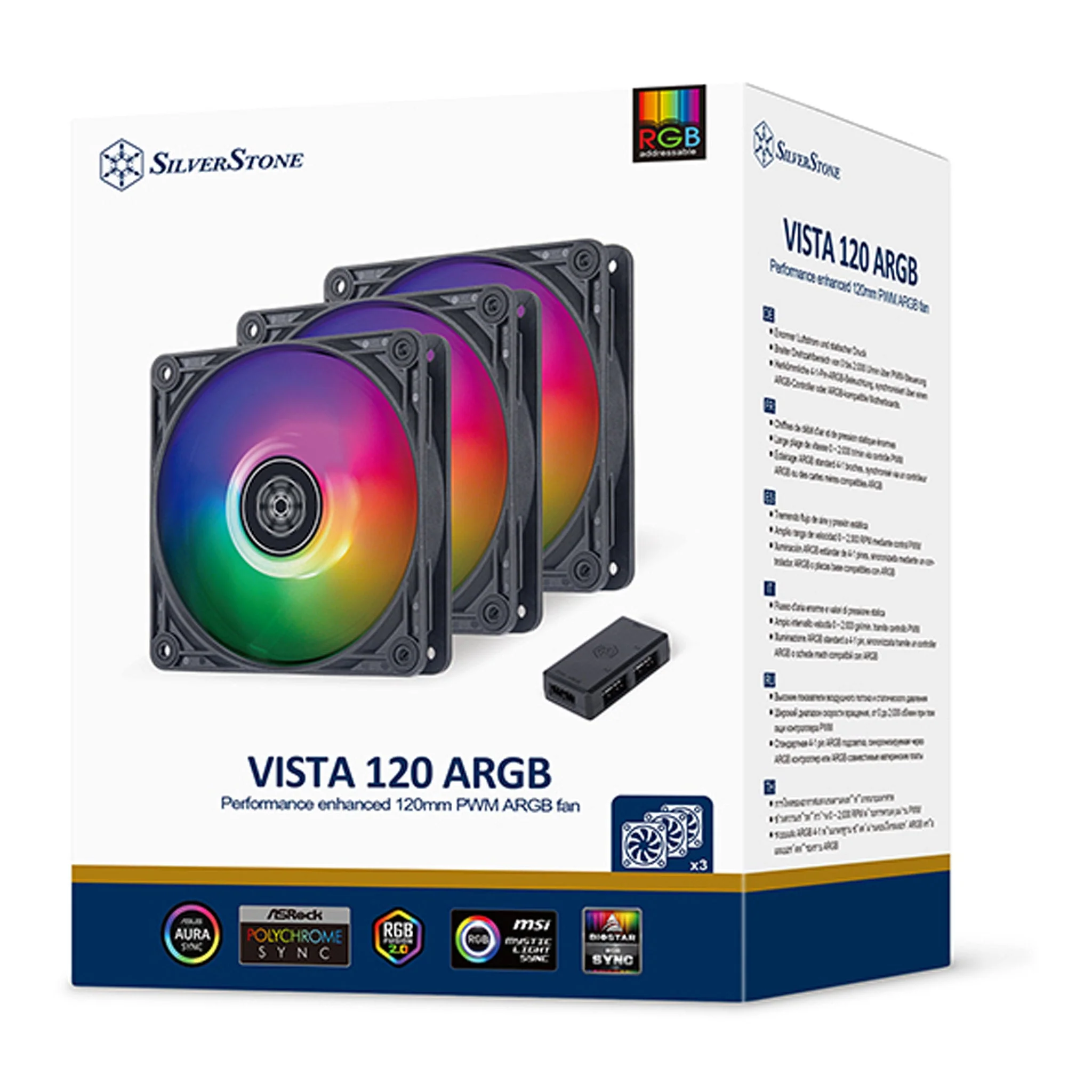 SilverStone VS120B-ARGB-3PK Performance Enhanced VISTA 120mm PWM ARGB Fan - 3-Pack - Image 5