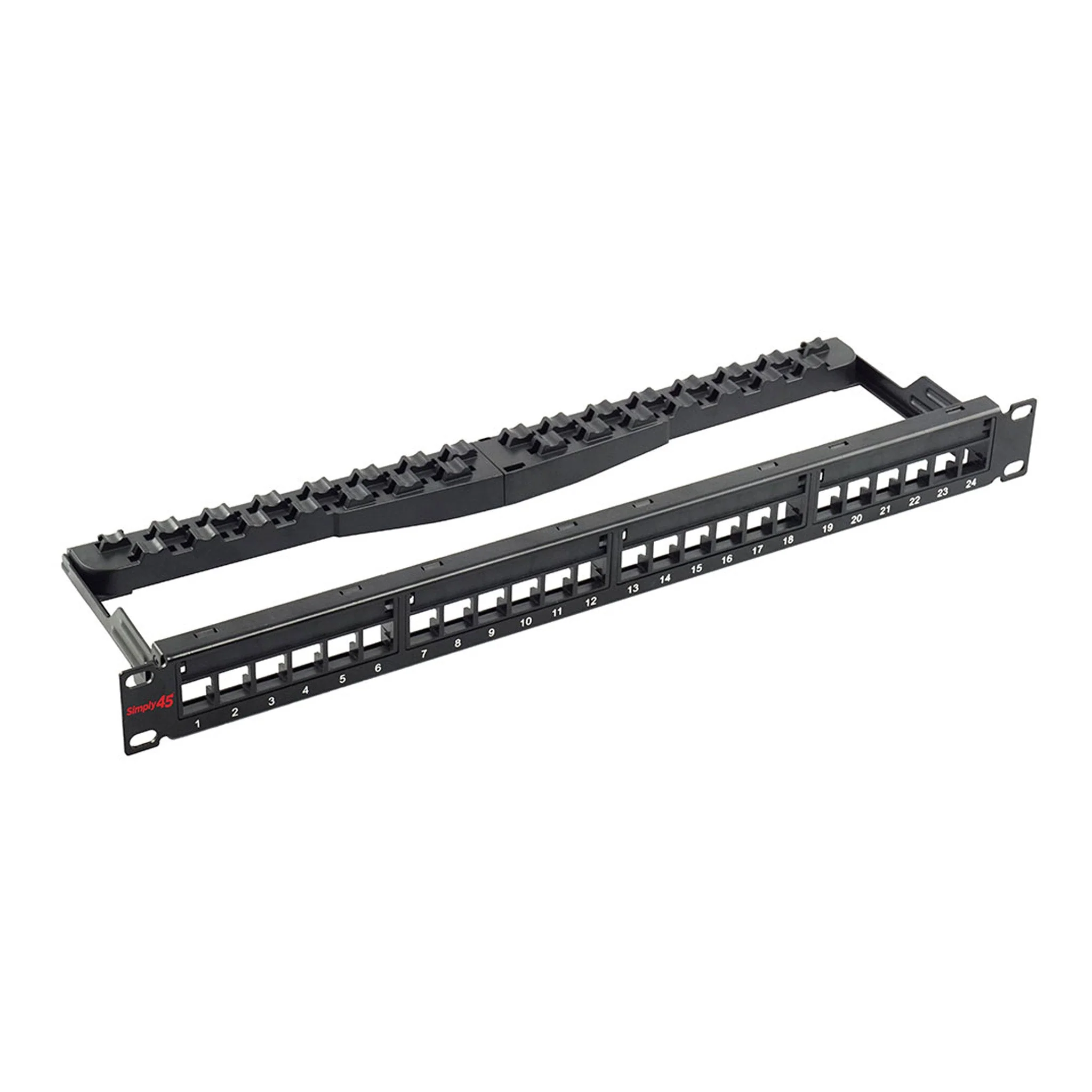 Simply45 S45-2024U 24-Port 1RU 10GBaseT Unloaded UTP Keystone Patch Panel