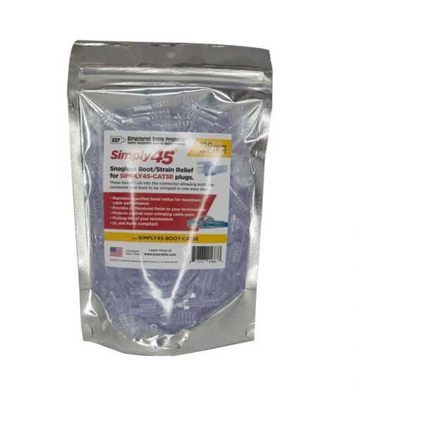 Simply45 SIMPLY45-BOOT-CAT5E Strain Reliefs for Pass Thru Cat5e UTP Plugs - 100pc Bag