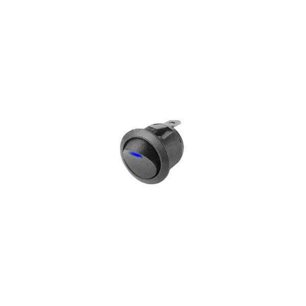 Snap-In Round Rocker Switch w/ Blue DC Lamp - SPST