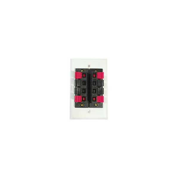 Speaker Wall Plate w/ Two 4-Position Terminals - White