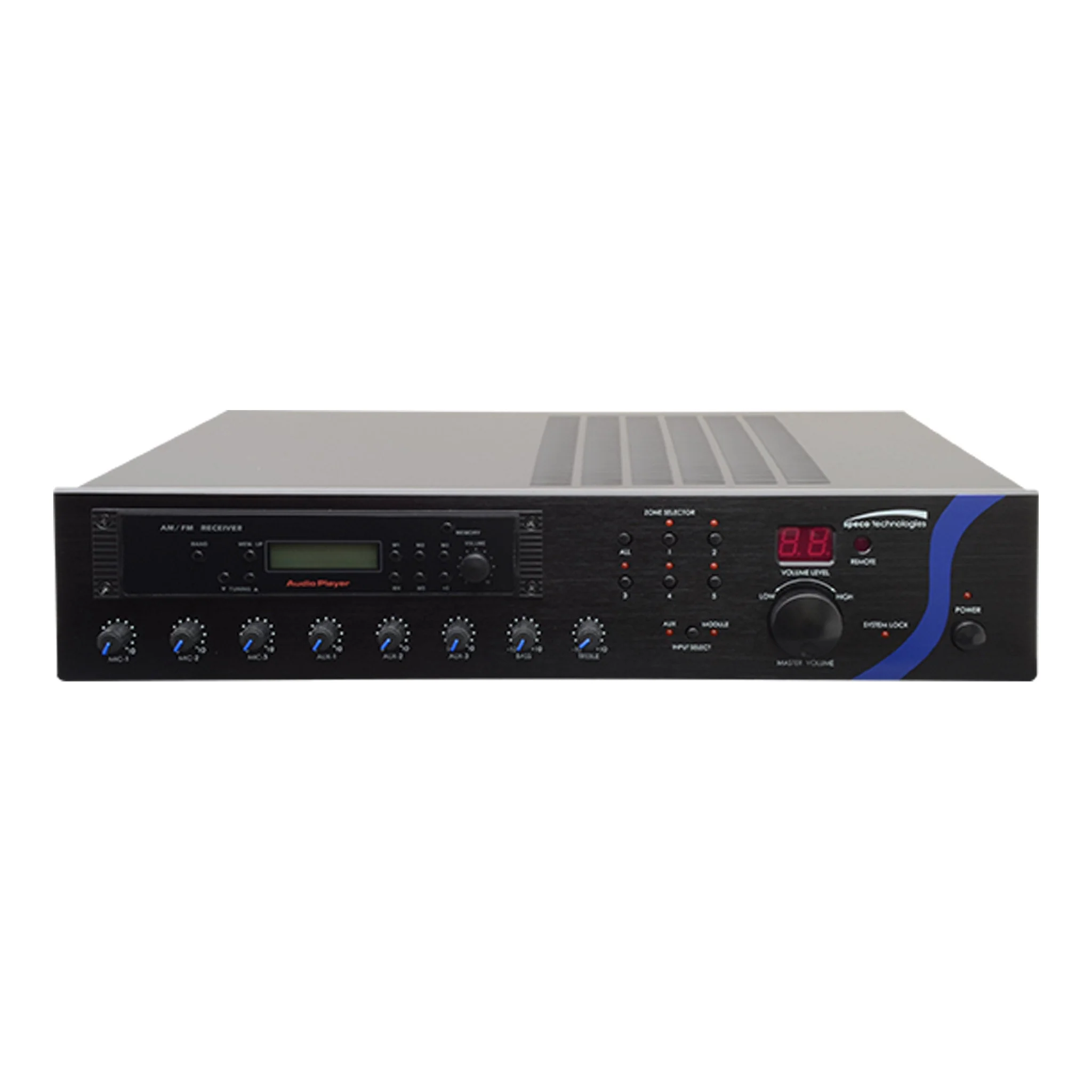 Speco Technologies PBM120AT 120W PA Mixer Amplifier with AM/FM Tuner - Black - Image 2