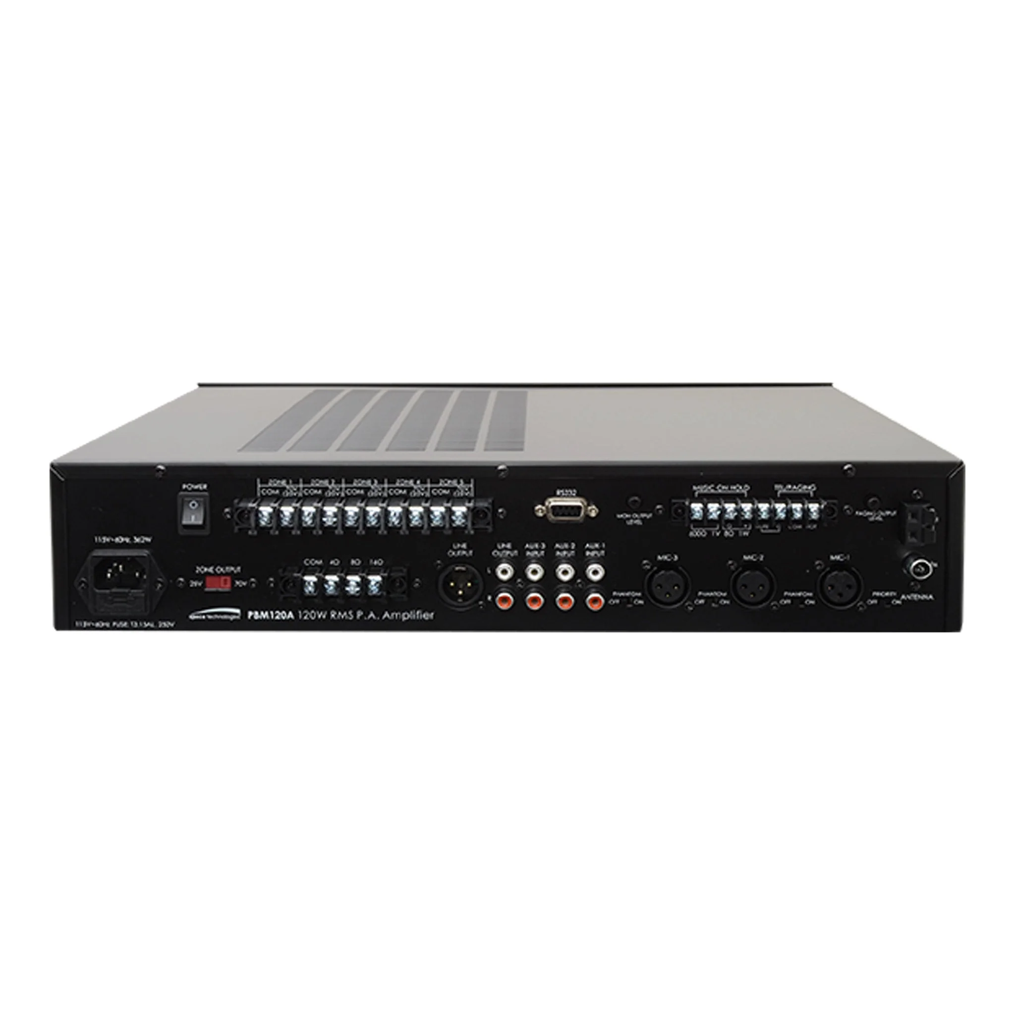 Speco Technologies PBM120AT 120W PA Mixer Amplifier with AM/FM Tuner - Black - Image 3