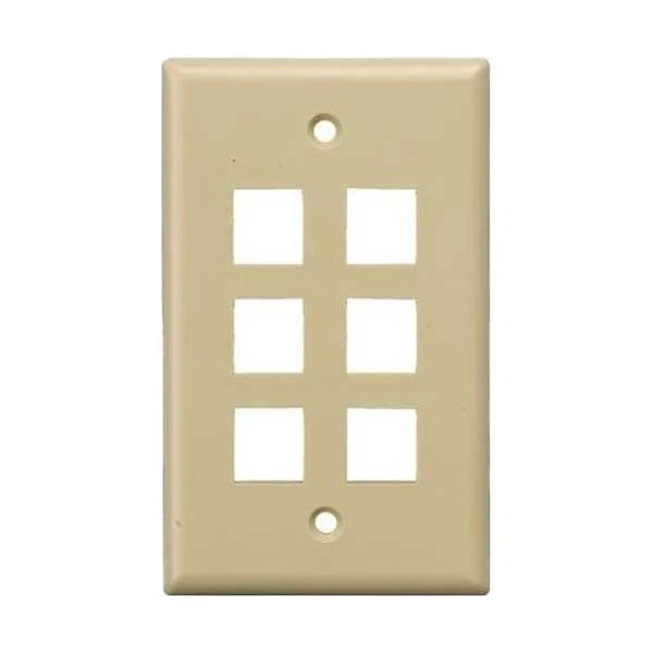 SR Components 6-Port Keystone Jack Wall Plate - Ivory 25-Pack (SR-KWPI6-25)