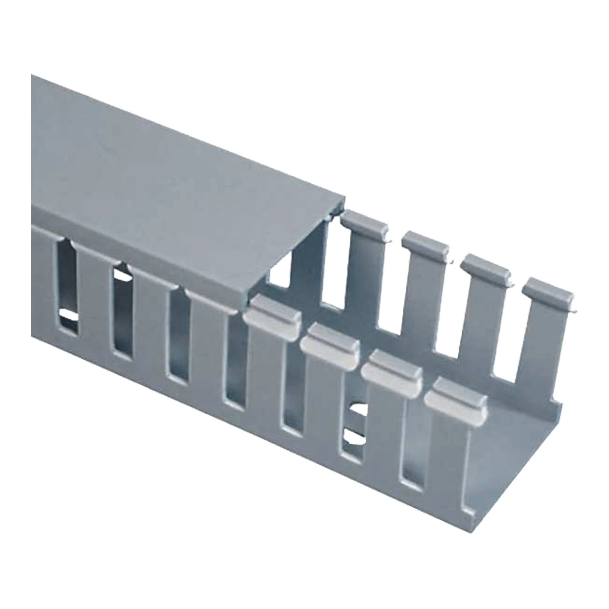SR Components FD15 6' Gray Slotted Wall Wiring Duct (1.5" x 1.5") with Cover - Image 2