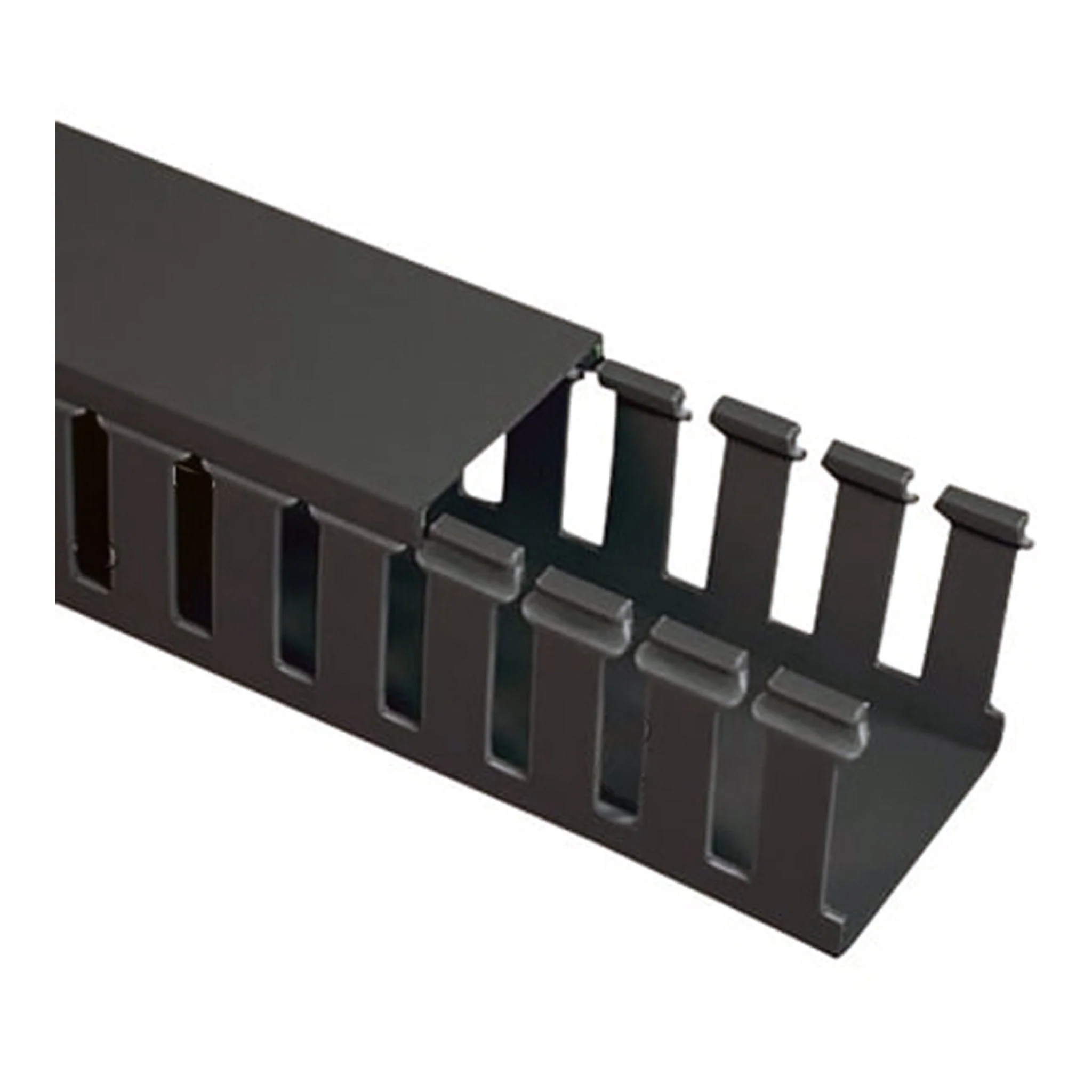 SR Components FDBK15 6ft PVC Slotted Wall Wiring Duct (1.5" x 1.5") with Cover - Black - Image 2