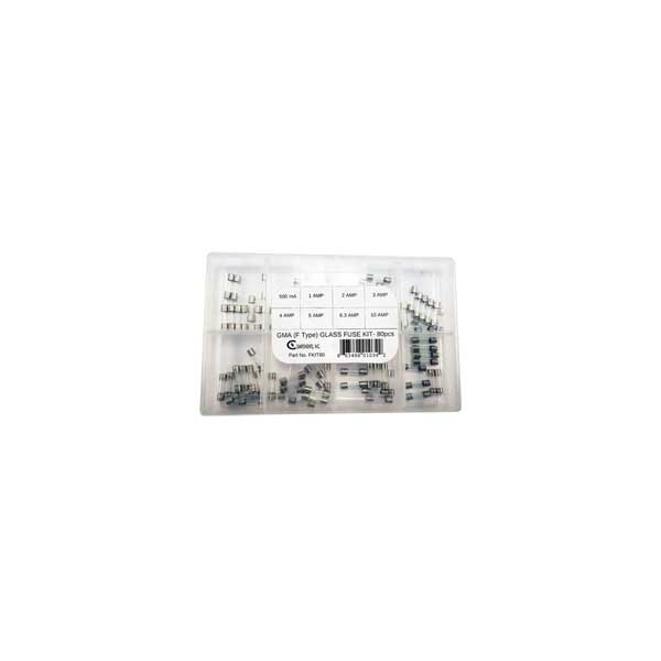 SR Components FKIT80 80-Piece 500mA-10A GMA F-Type Glass Fuse Kit