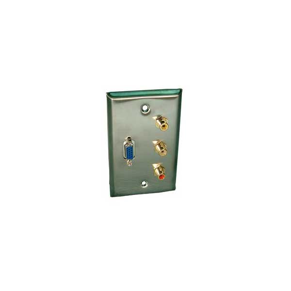 Stainless Steel Wall Plate - (R,G,B) + 1 VGA Feed Thru