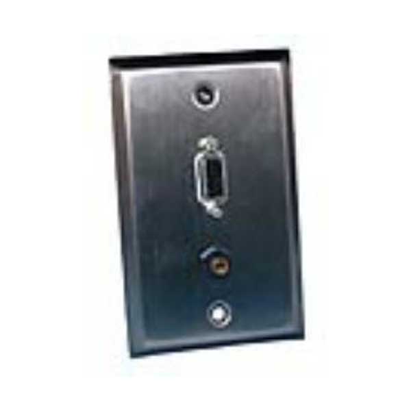 Stainless Steel Wall Plate w/ HD15 and 3.5mm Feed Thru Jacks - Image 2