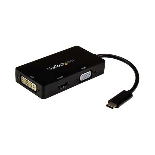 StarTech CDPVGDVHDBP 3-in-1 4K USB-C Multiport Travel Video Adapter with VGA, DVI, and HDMI