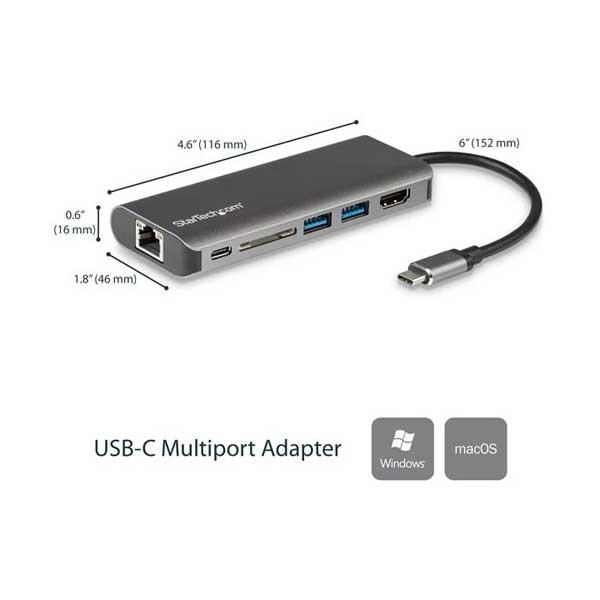 StarTech DKT30CSDHPD USB-C Travel Mini Docking Station with 4K HDMI, 2-Port USB 3.0, SD/SDHC Reader, Gigabit Ethernet, and 60W PD Pass-Through - Image 2