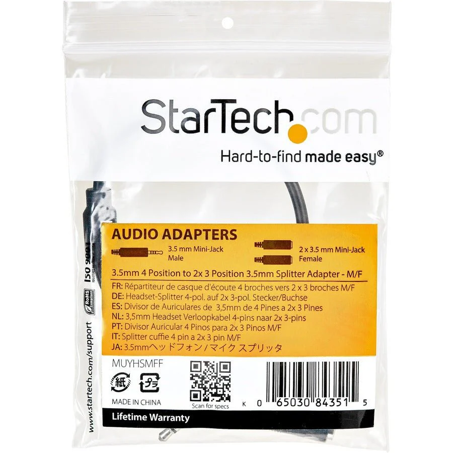 StarTech 3.5mm TRRS to Dual TRS Headset Splitter Cable - Image 6